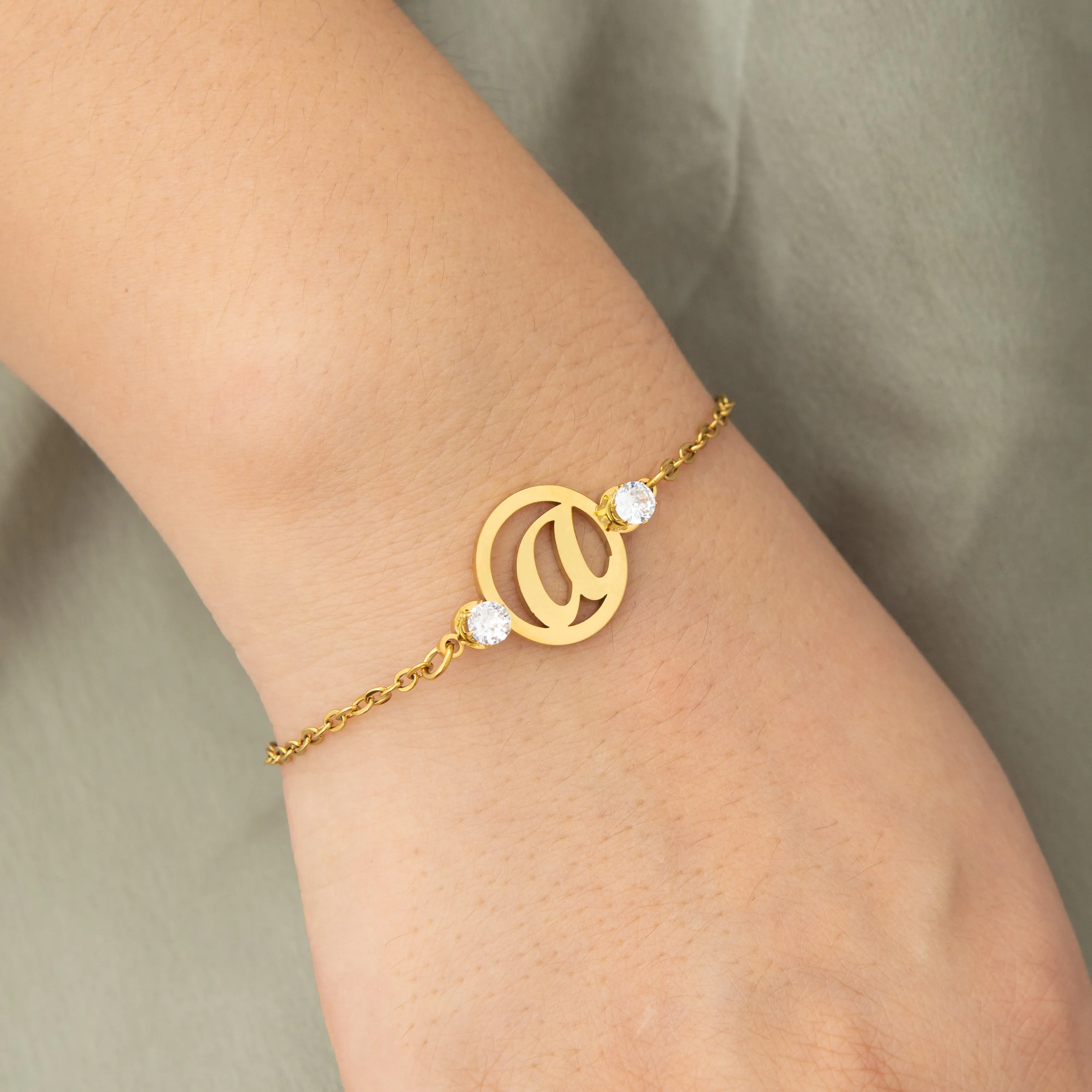 Personalized Bracelet/Anklet with Initial and Birthstone