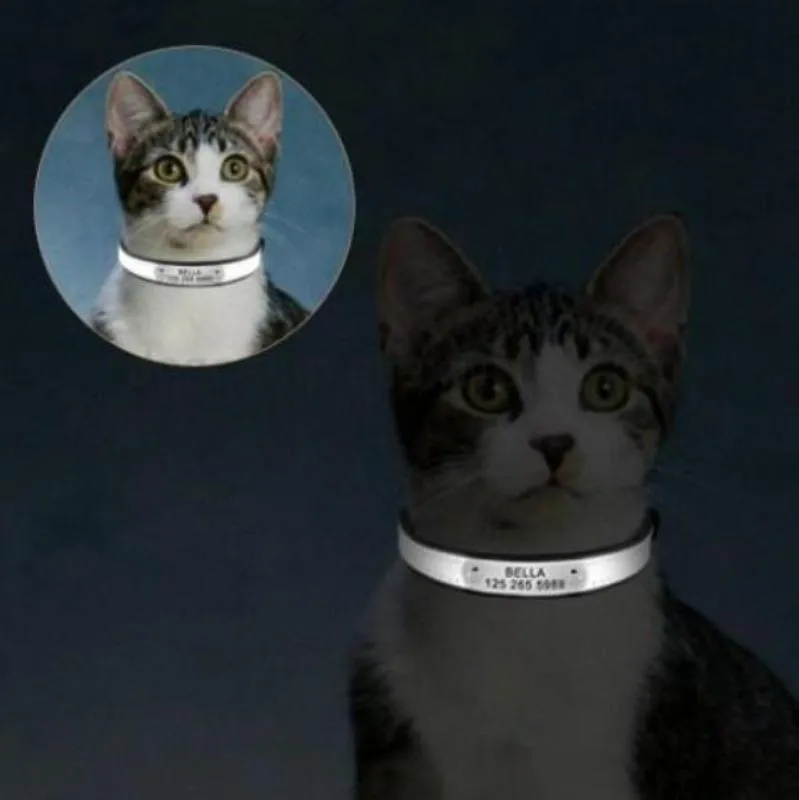 Personalized Cat Collar With Name ID Tag Reflective Safety Quick Release Collars