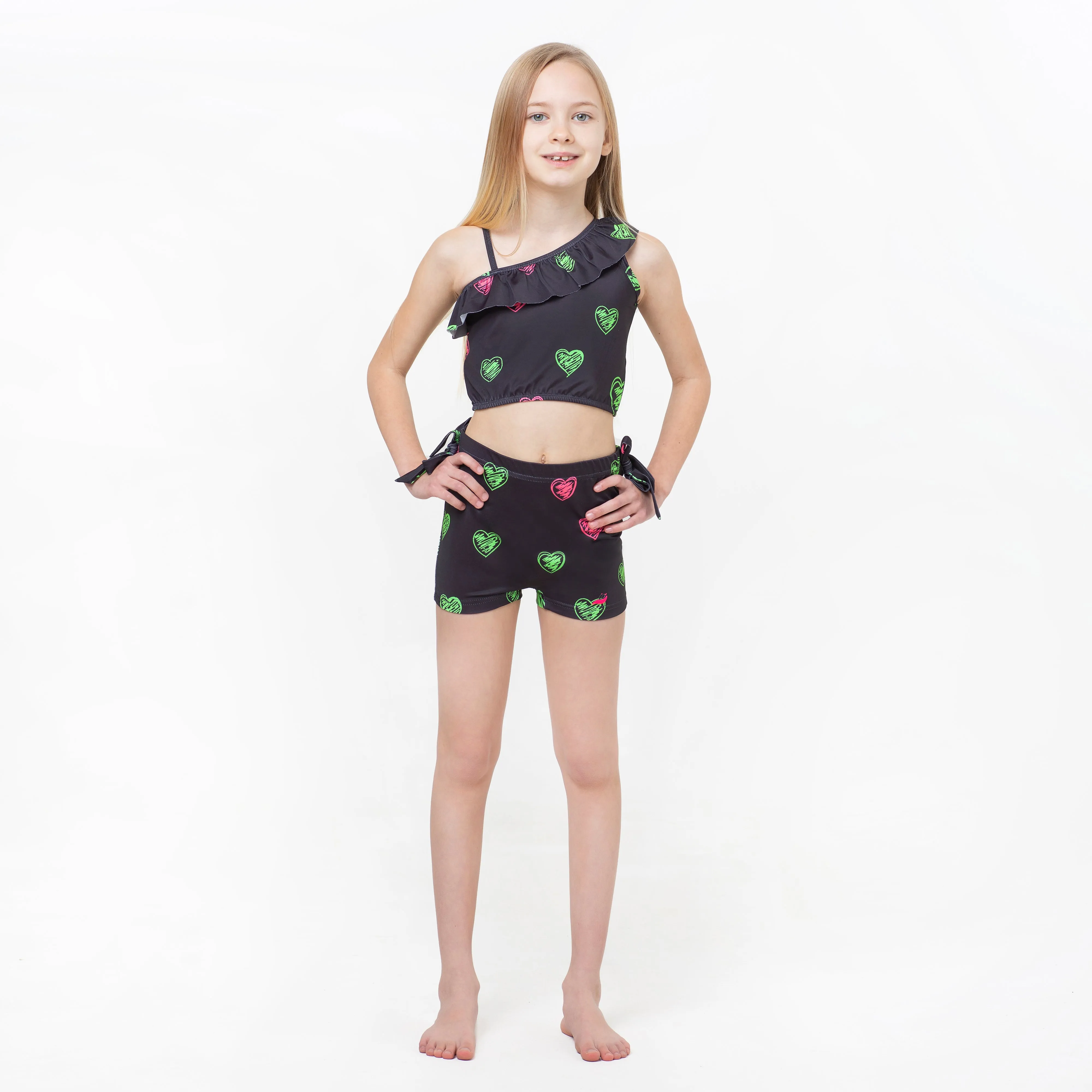 Pink and Green Hearts Waterfall Cove Tankini