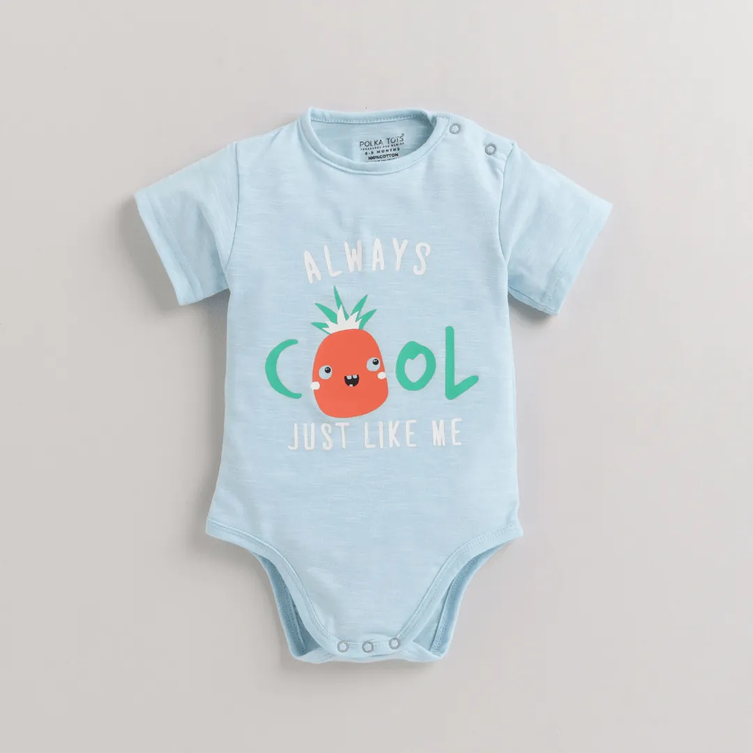 Polka Tots Half Sleeves  Rompers Onesie Always Cool print - Blue