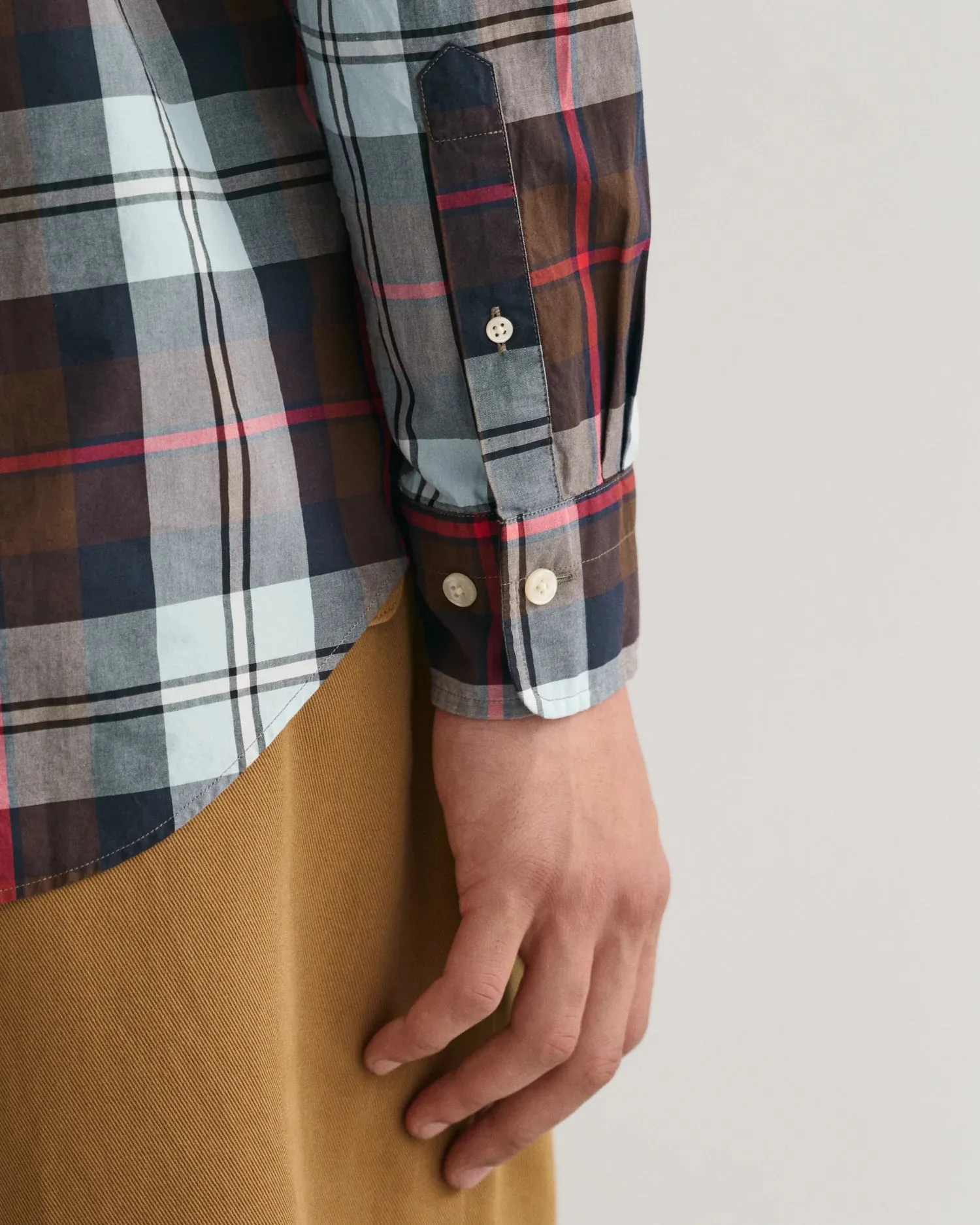 Poplin Shirt - Check - Rich Brown