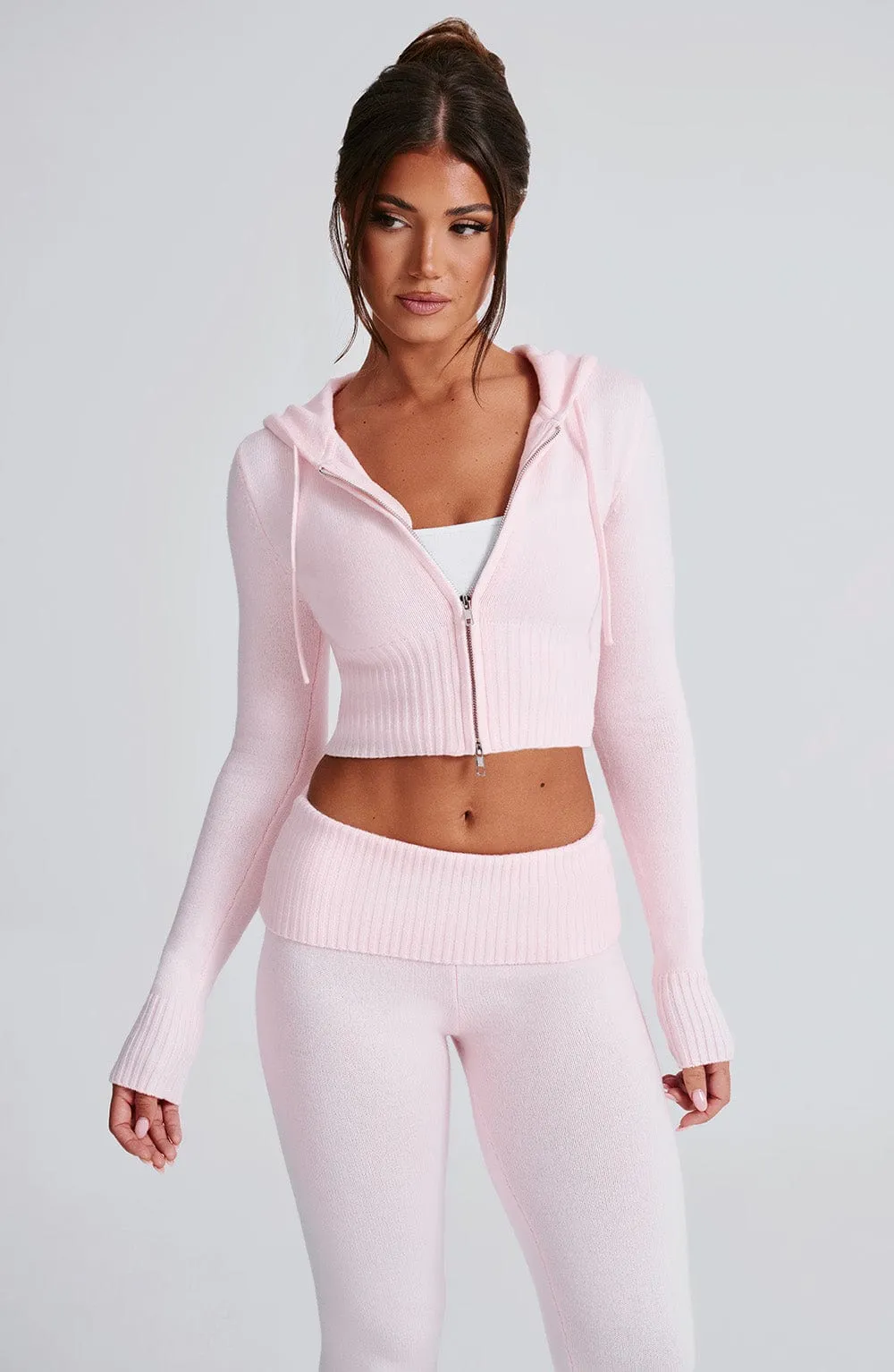 Portia Knit Hoodie - Pink