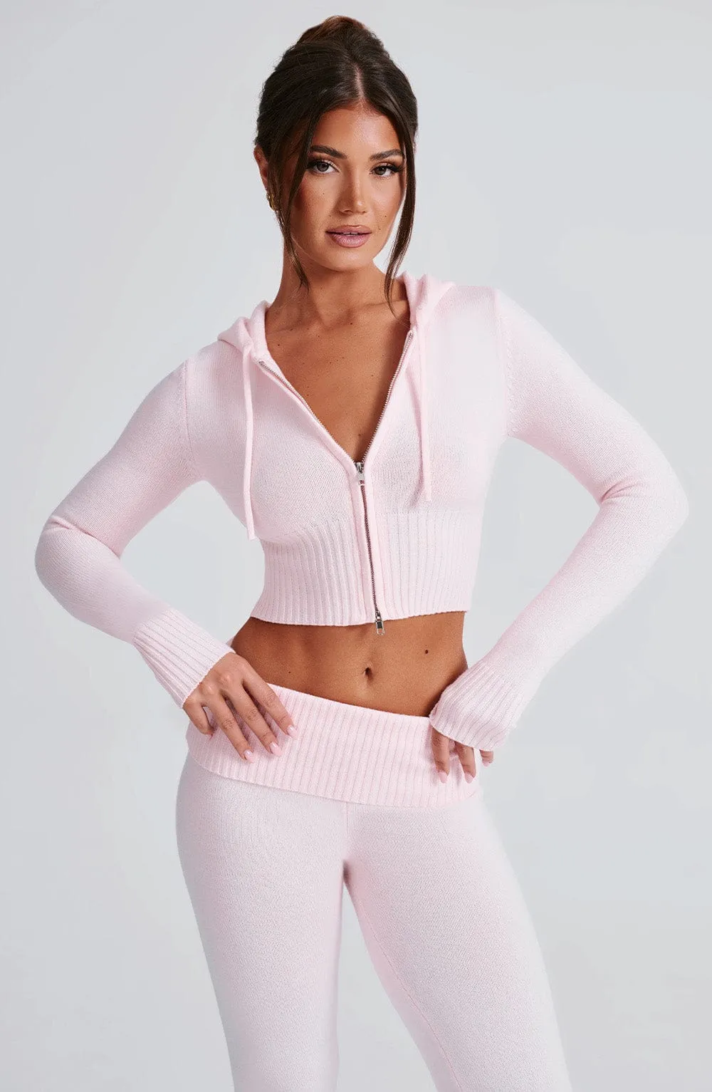 Portia Knit Hoodie - Pink