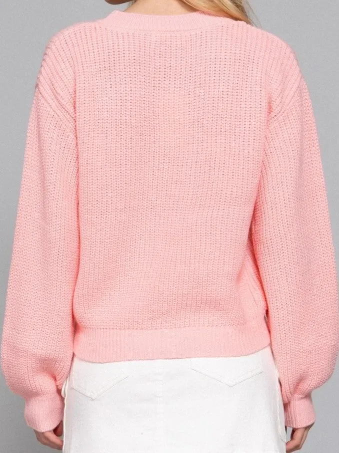 PS, I Love You Sweater in Pink / White