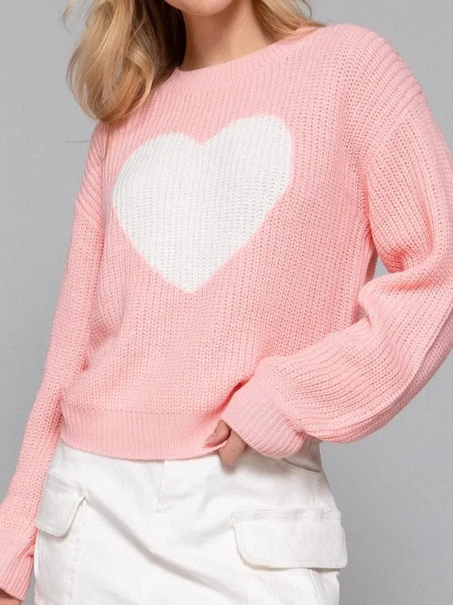 PS, I Love You Sweater in Pink / White