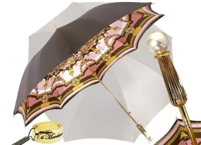 "Classic" brown and pink, Chain design - Fantastic pearl handle