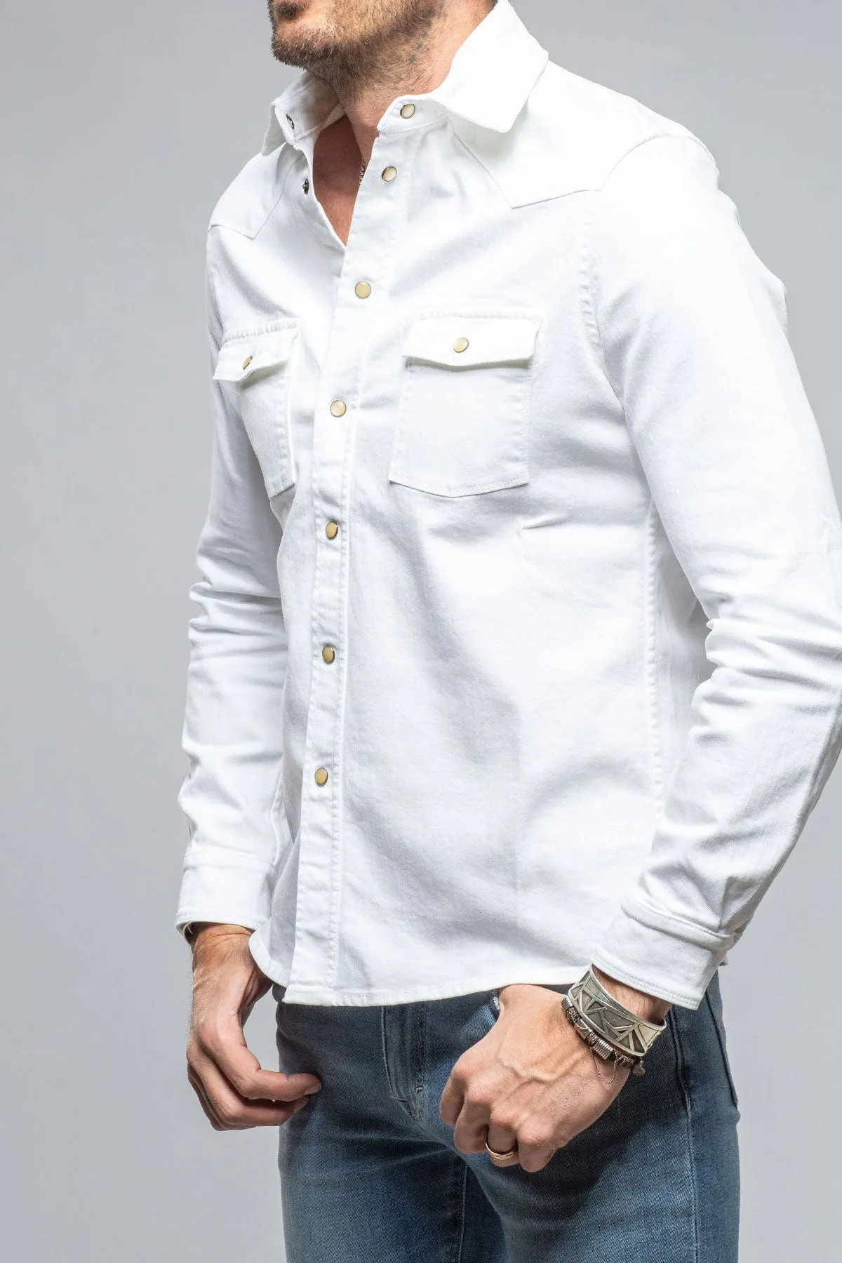 Ranger Colored Denim Snap Shirt In White