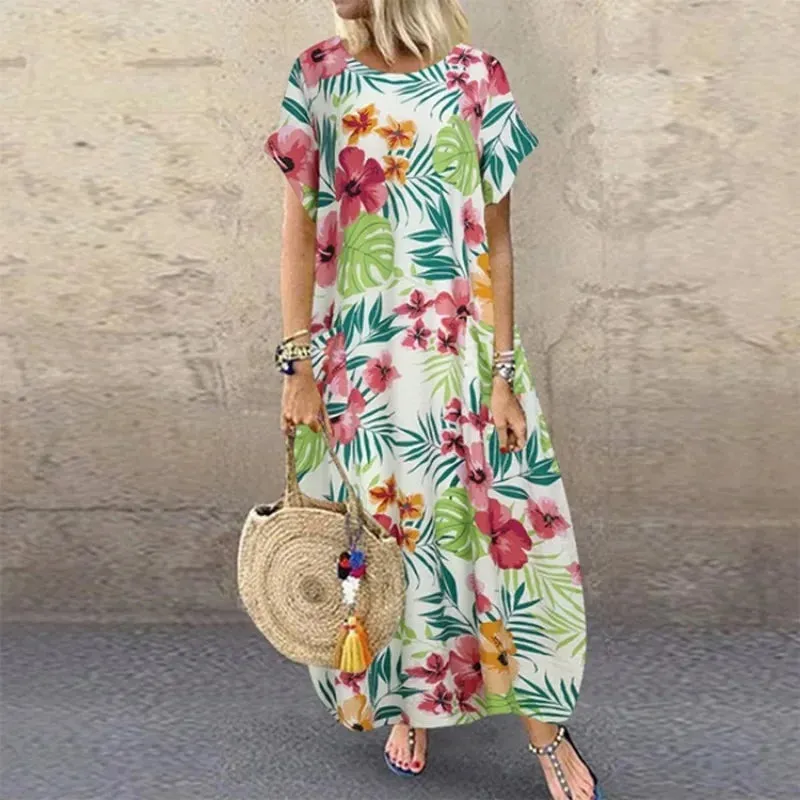 Relaxed Summer Flowy Loose Tunic A-Line Dress