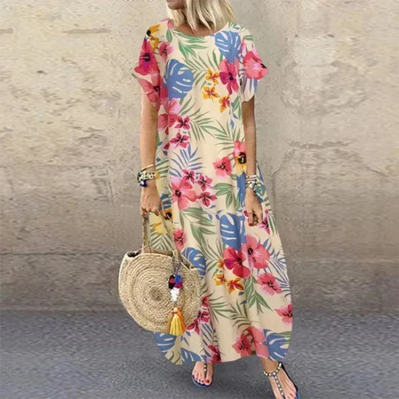 Relaxed Summer Flowy Loose Tunic A-Line Dress