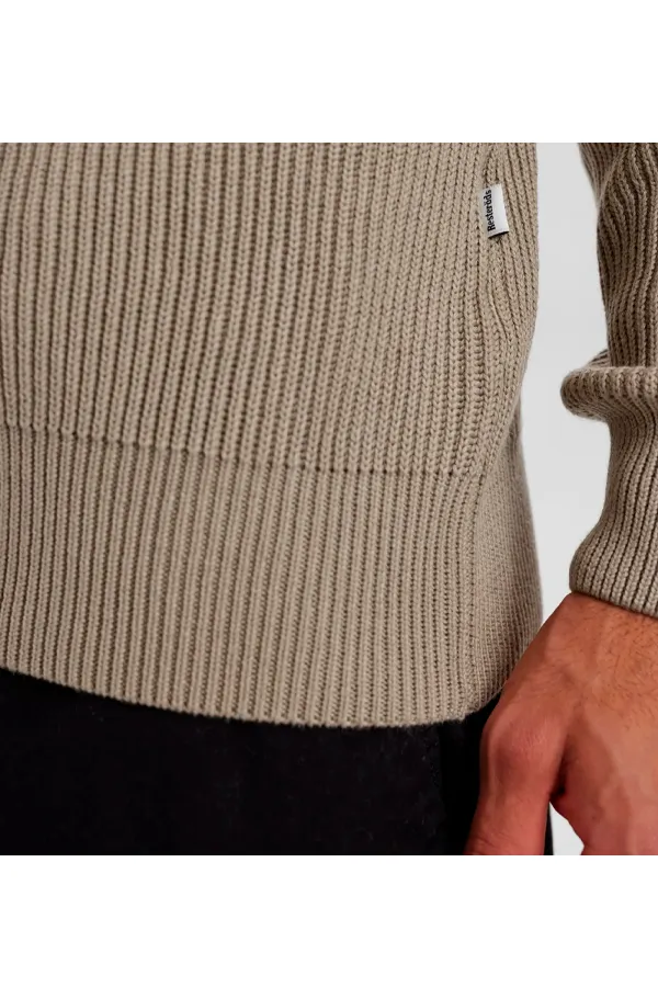 Resteröds Full-Zip Knit Pullover Sand