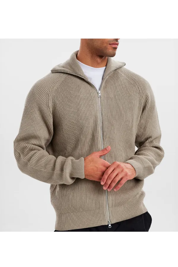 Resteröds Full-Zip Knit Pullover Sand