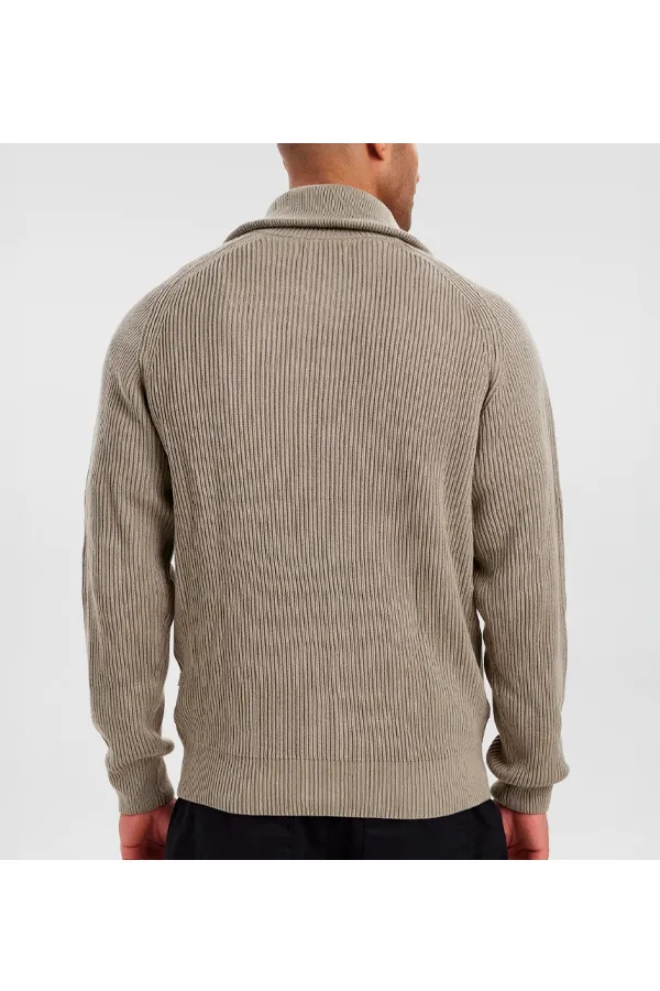 Resteröds Full-Zip Knit Pullover Sand