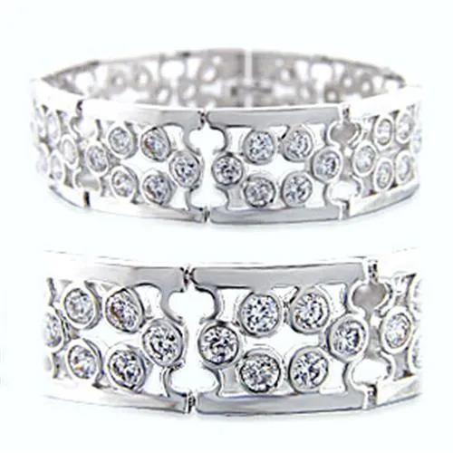 Rhodium Brass Bracelet with AAA Grade CZ in Clear for Women Style 36702