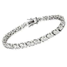 Rhodium Brass Bracelet with AAA Grade CZ in Clear for Women Style 47302