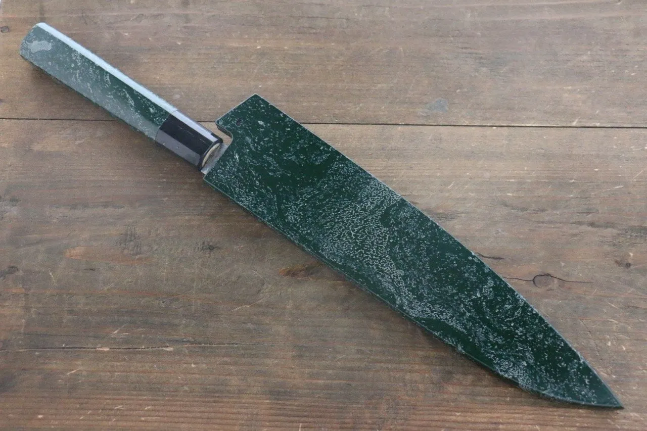 Sakai Takayuki AUS10 45 Layer Damascus Hammered Gyuto 240mm Green Lacquered Handle with Sheath