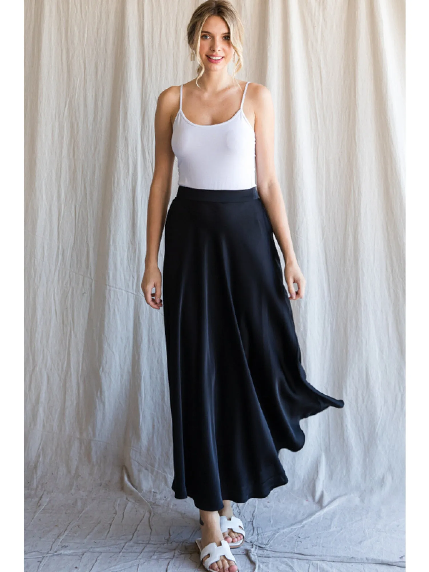 SATIN BLACK SKIRT