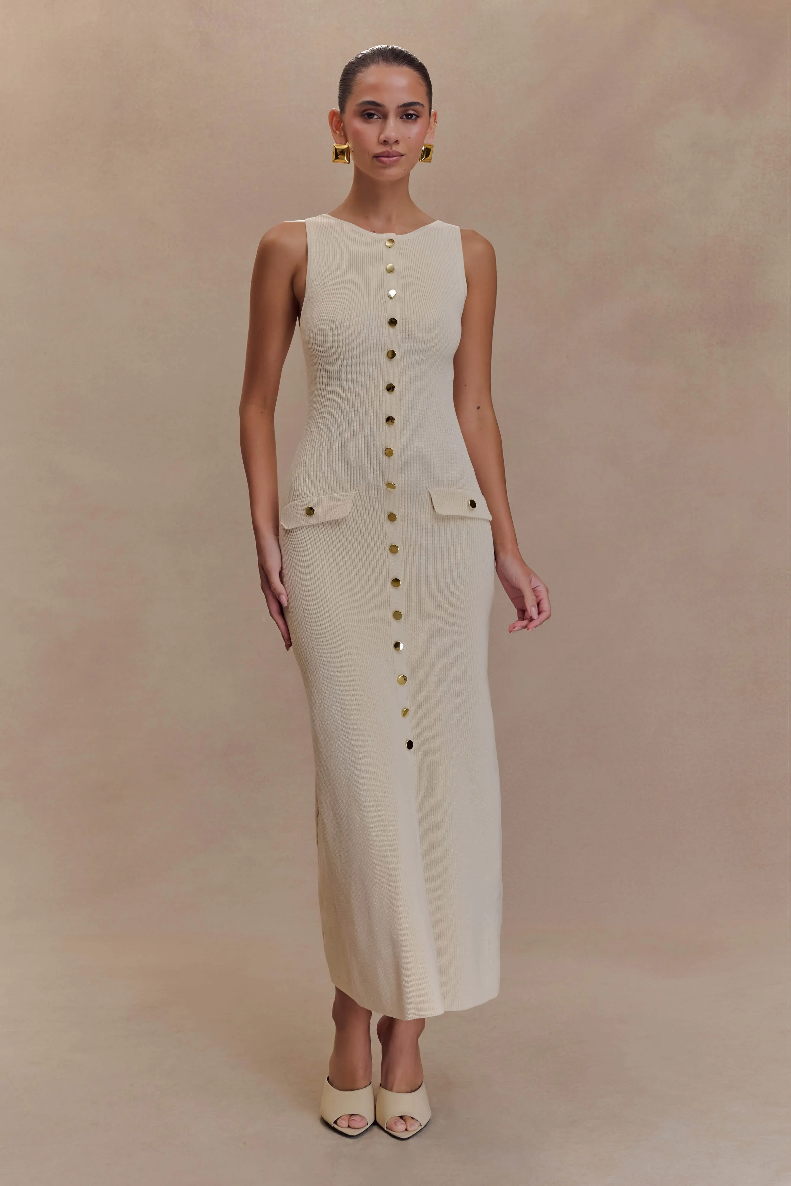 Sawyer Sleeveless Buttoned Maxi Dress - Ivory