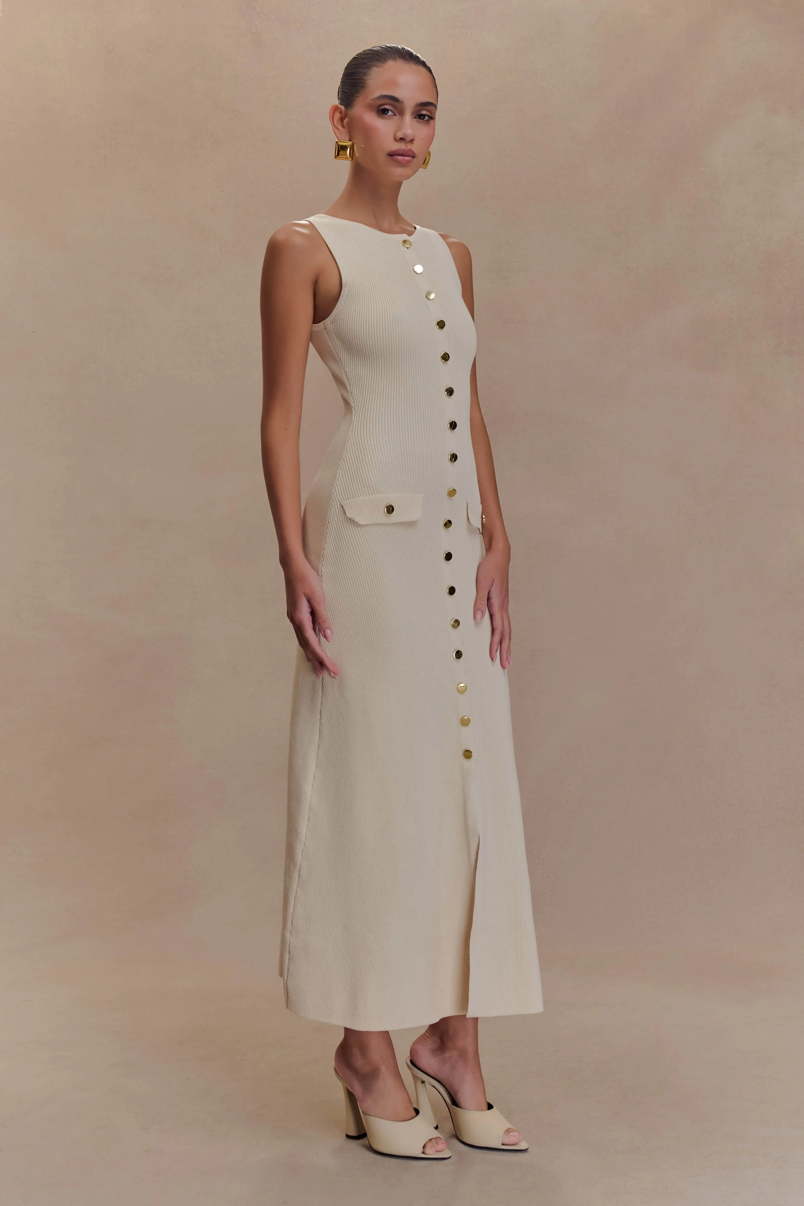 Sawyer Sleeveless Buttoned Maxi Dress - Ivory