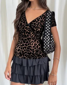 Selina Top in Flocked Rar Leopard