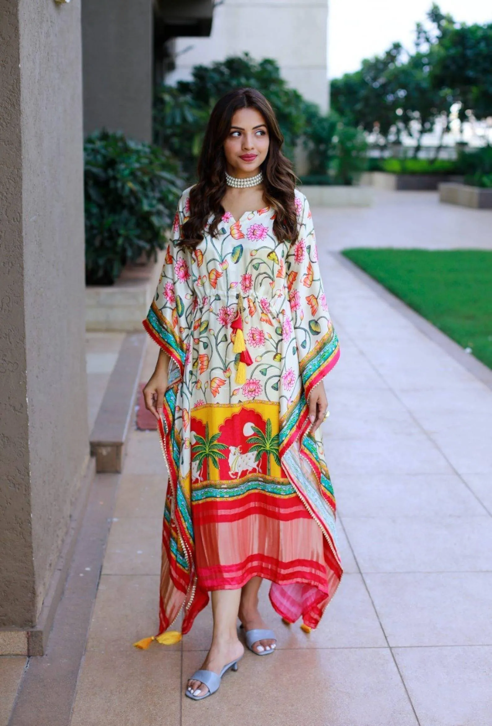 Silk Summer Kaftan Maxi Dress