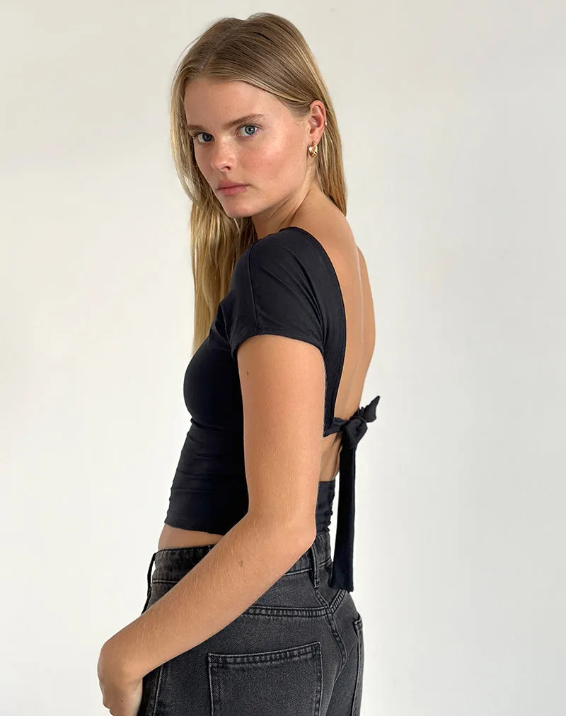 Sipang Tie Back Top in Black