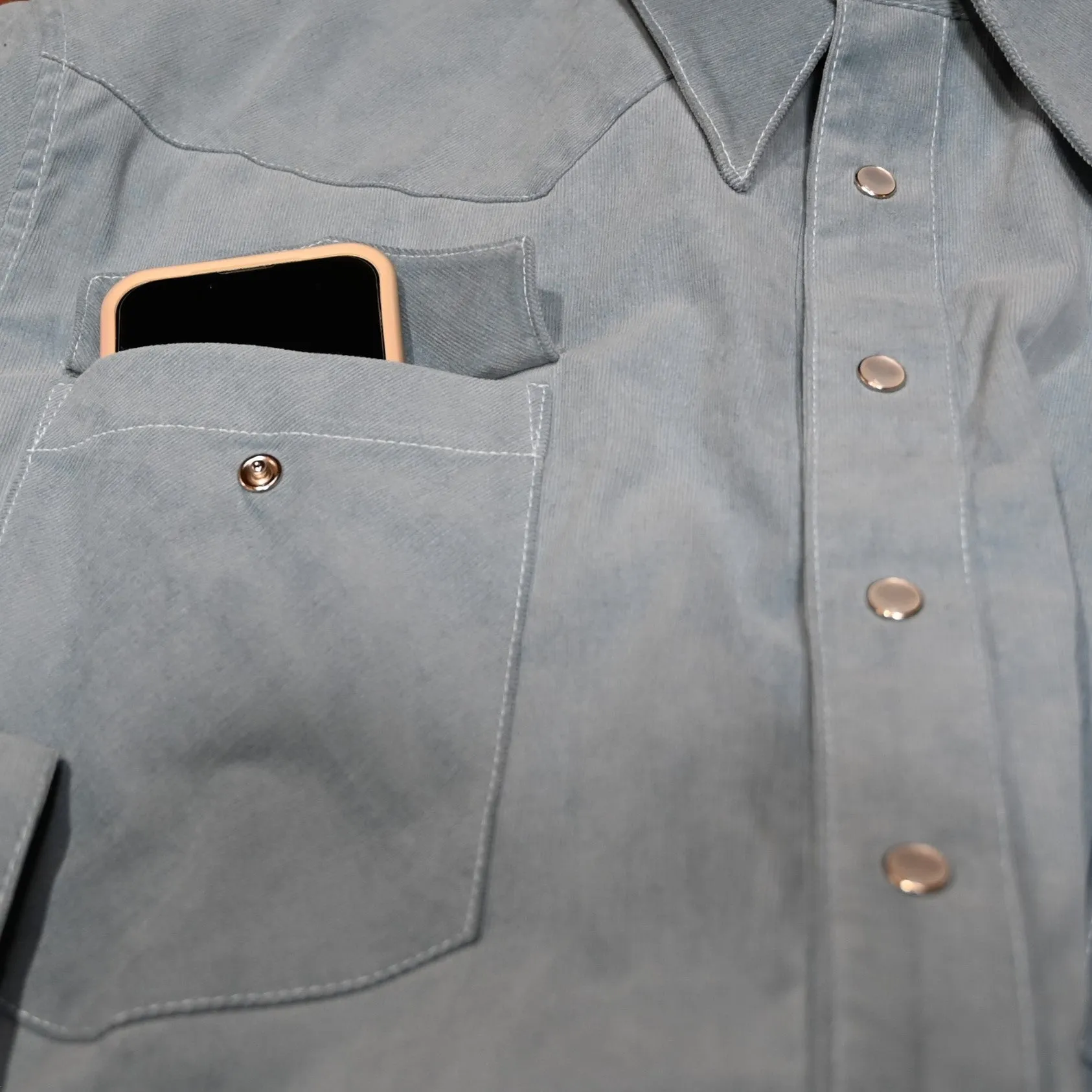 Sleeve Reaper Men's Shirt in Light Blue Corduroy