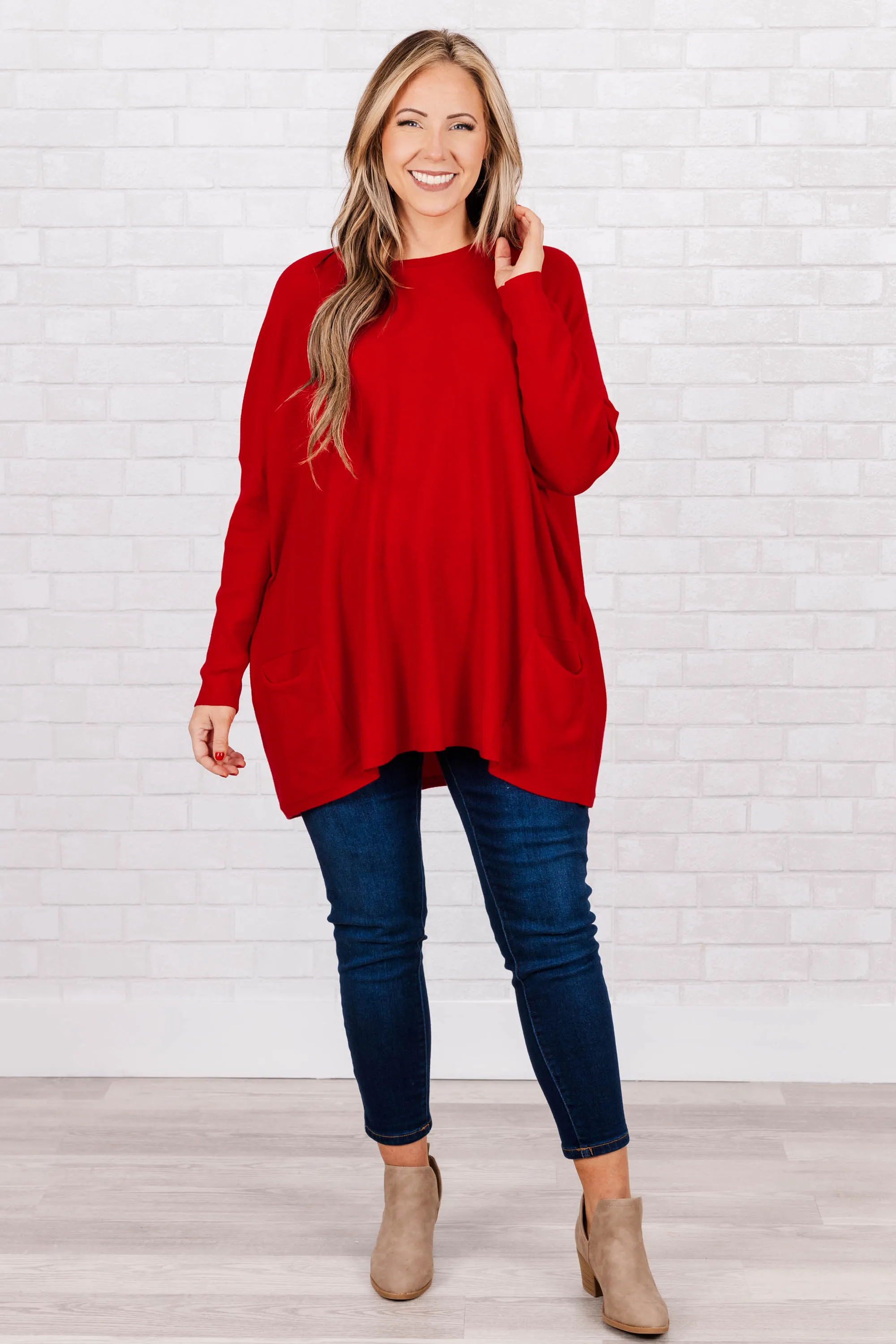 Snow Whispers Tunic, Red