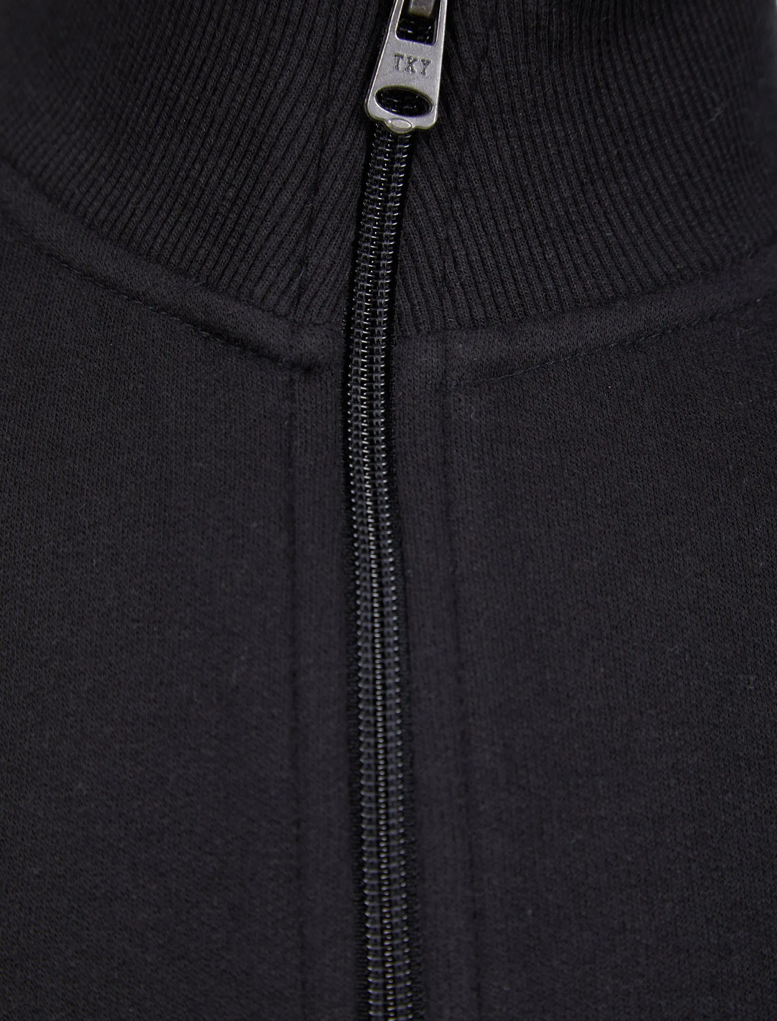 Solimba Quarter Zip Funnel Neck Pullover Sweat in Jet Black - Tokyo Laundry