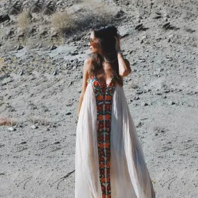 Spaghetti Strap Embroidered Maxi Dress