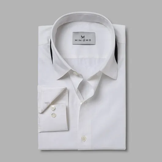 Spirit White Cotton Shirt with Black Collar Detailing