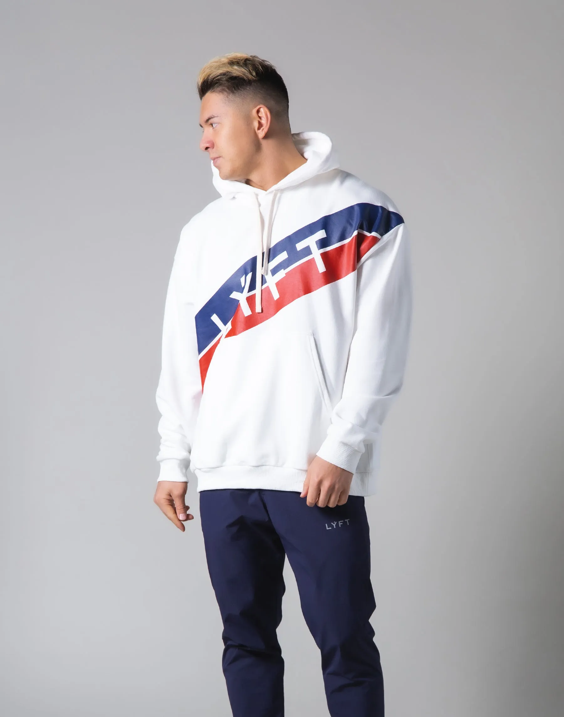 Stripe Pullover Hoodie - White