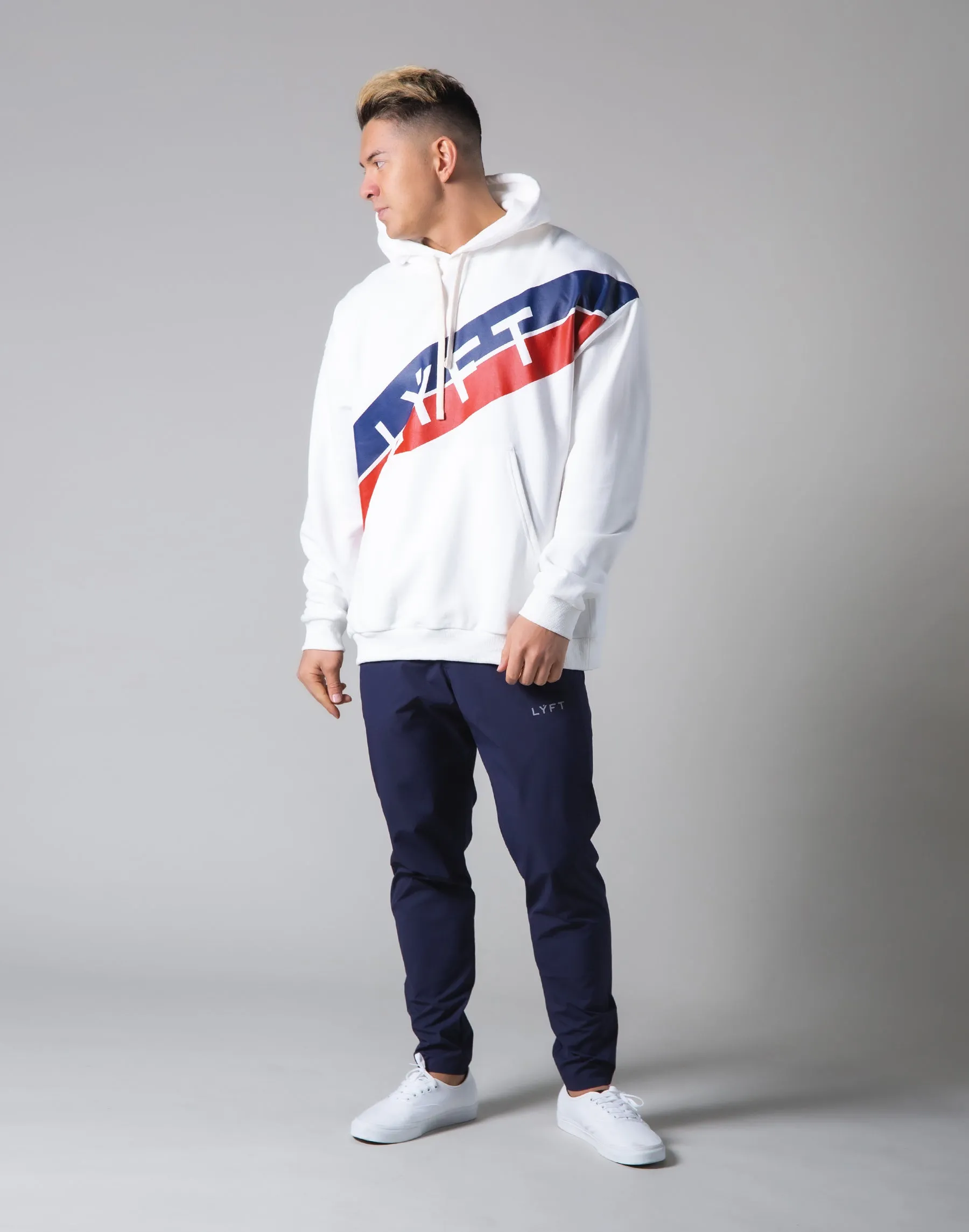 Stripe Pullover Hoodie - White