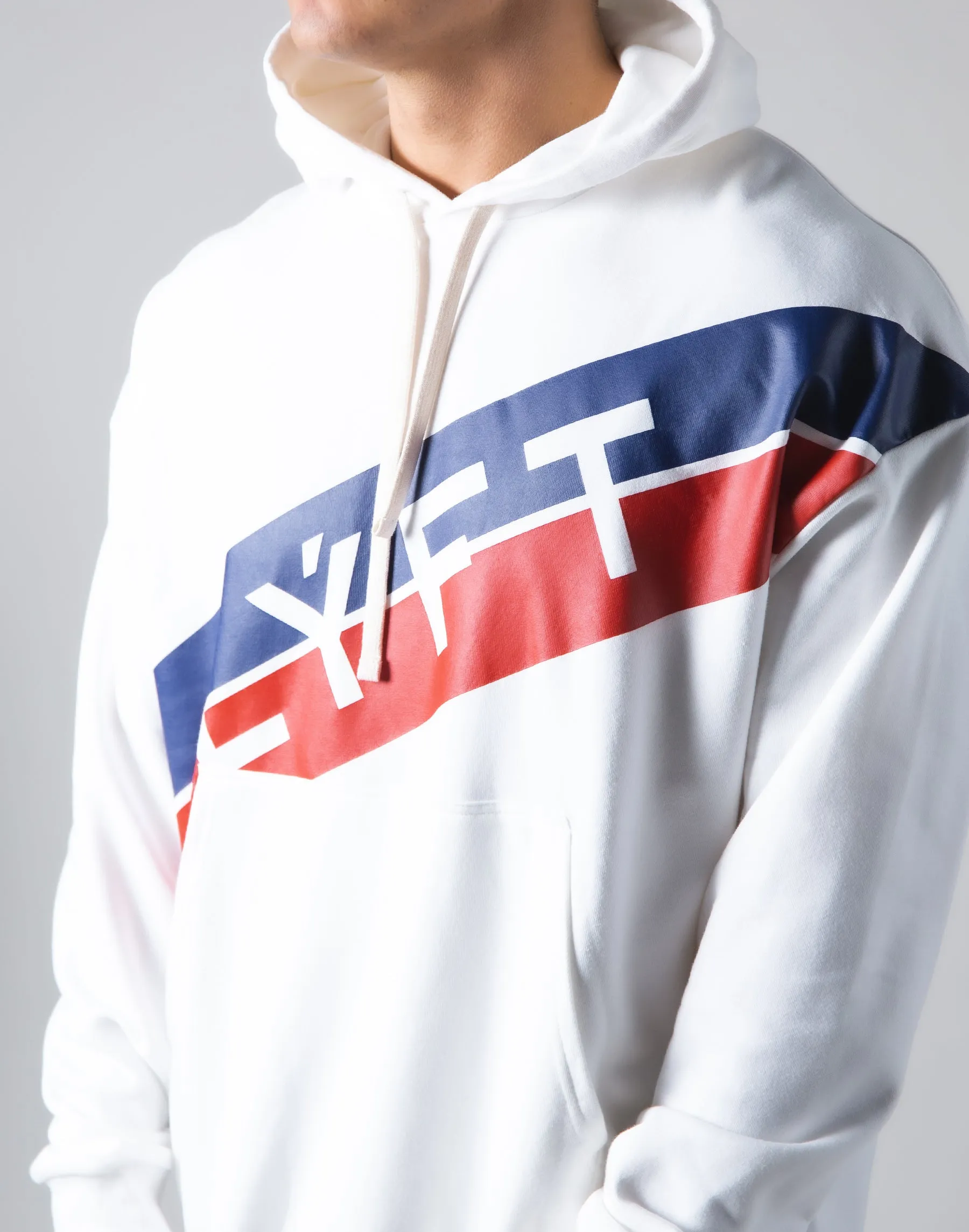 Stripe Pullover Hoodie - White