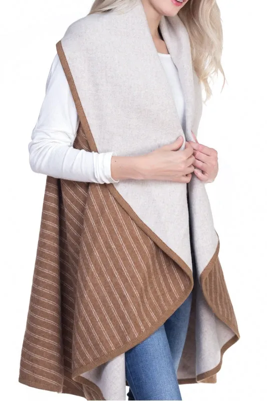 Stripe reversible shawl vest