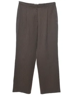 Striped Dark Brown Trousers - W34 L31