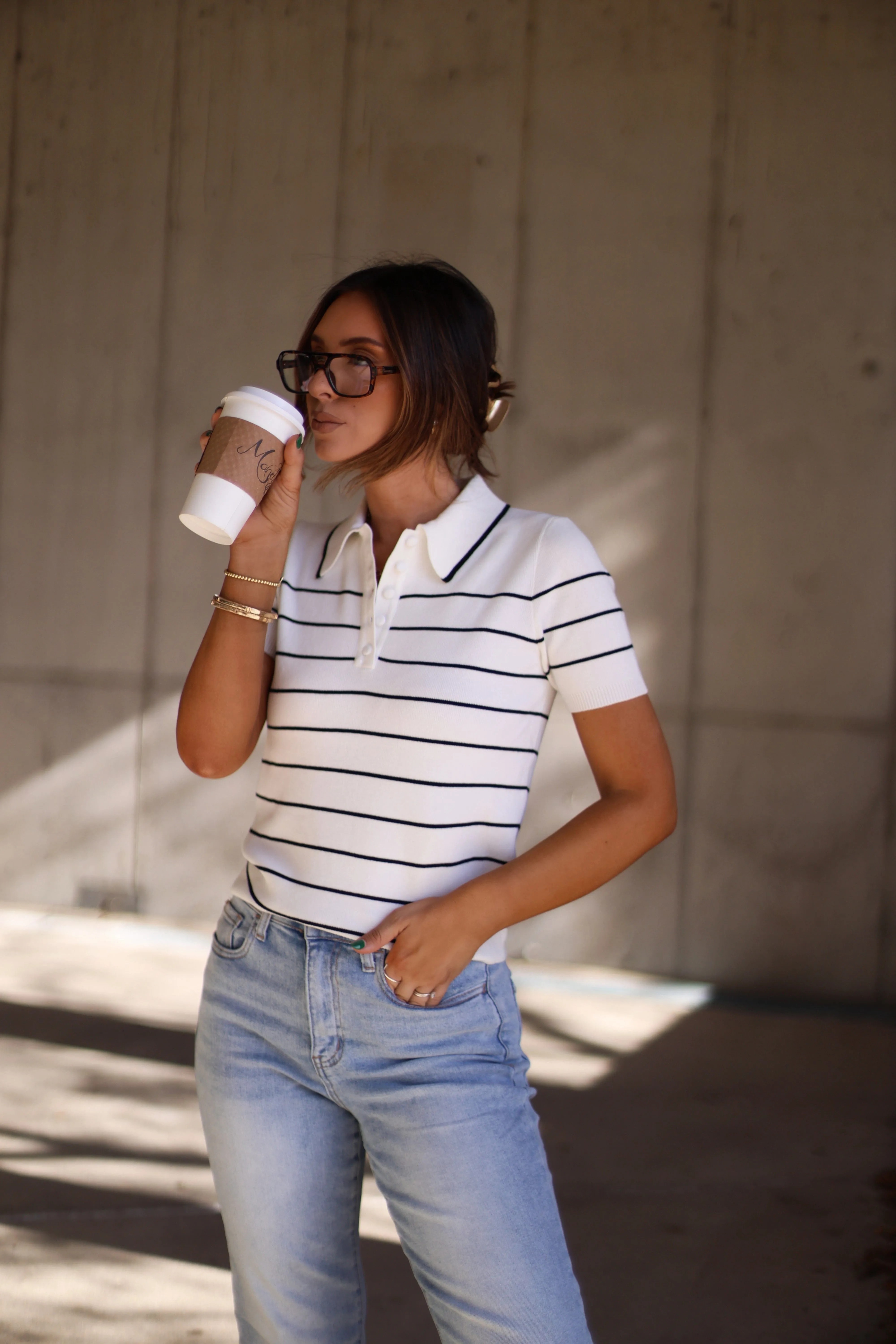 Striped Knit Polo