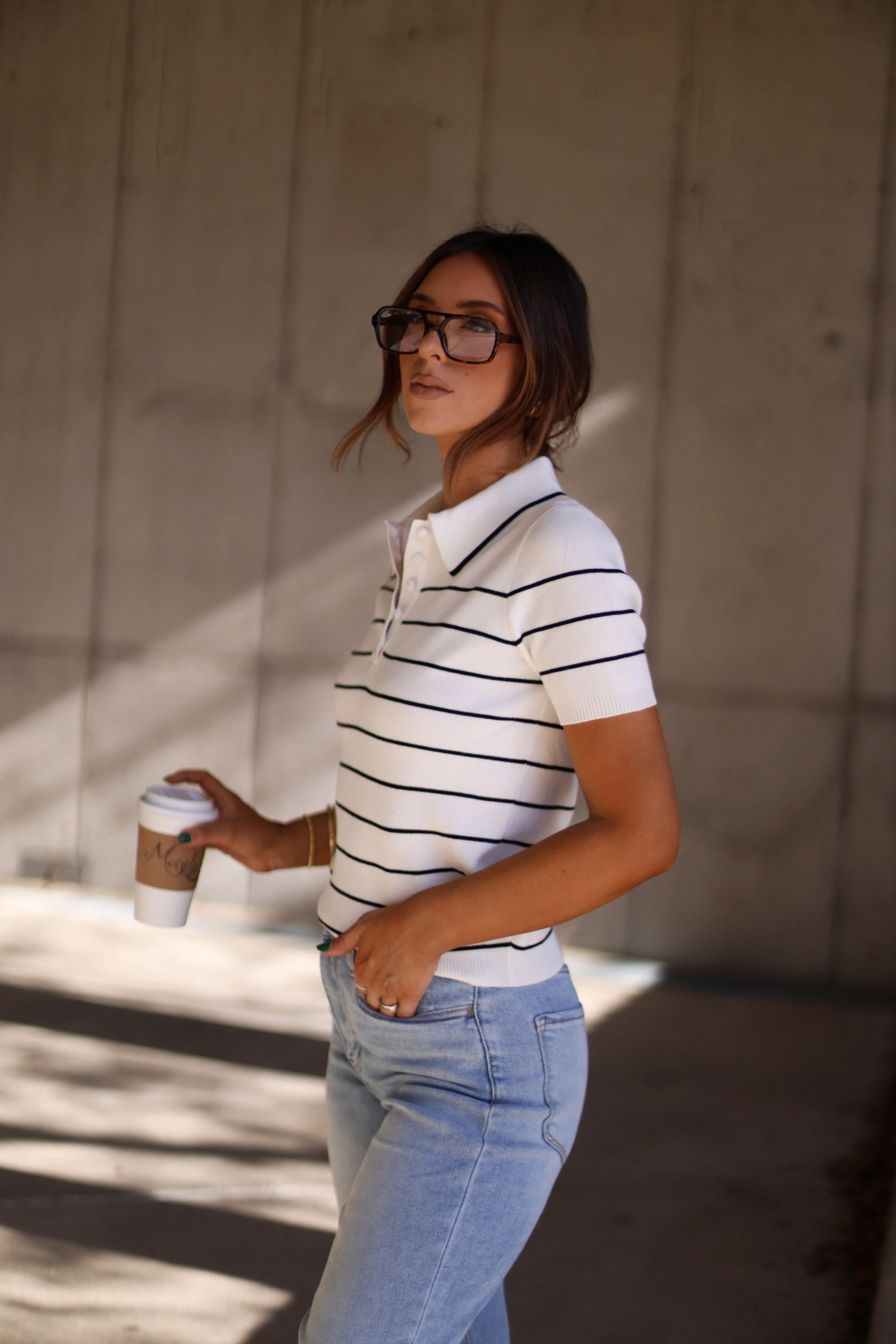 Striped Knit Polo