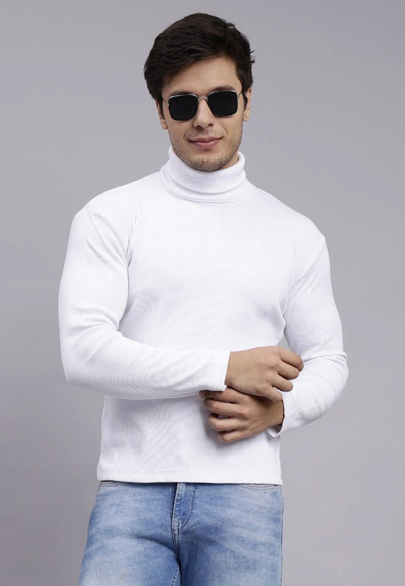 Sw91 SLIM FIT RIB-KNIT TURTLENECK SWEATER - Snow