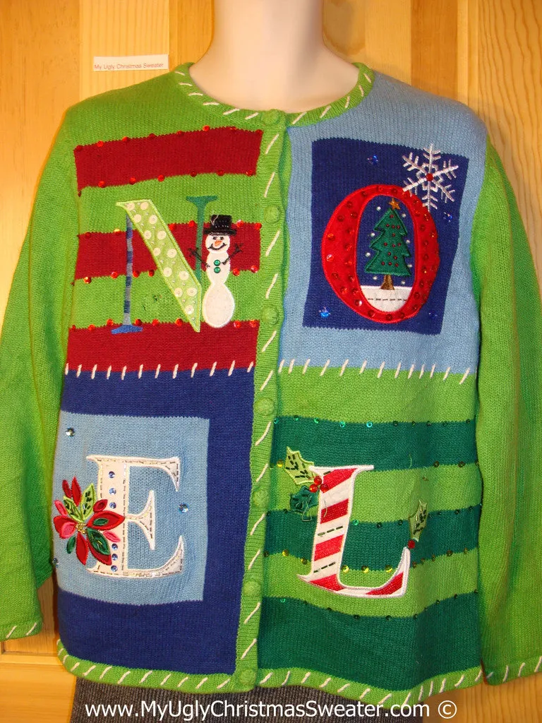 Tacky Holiday Sweater with Giant Festive NOEL (f1097)