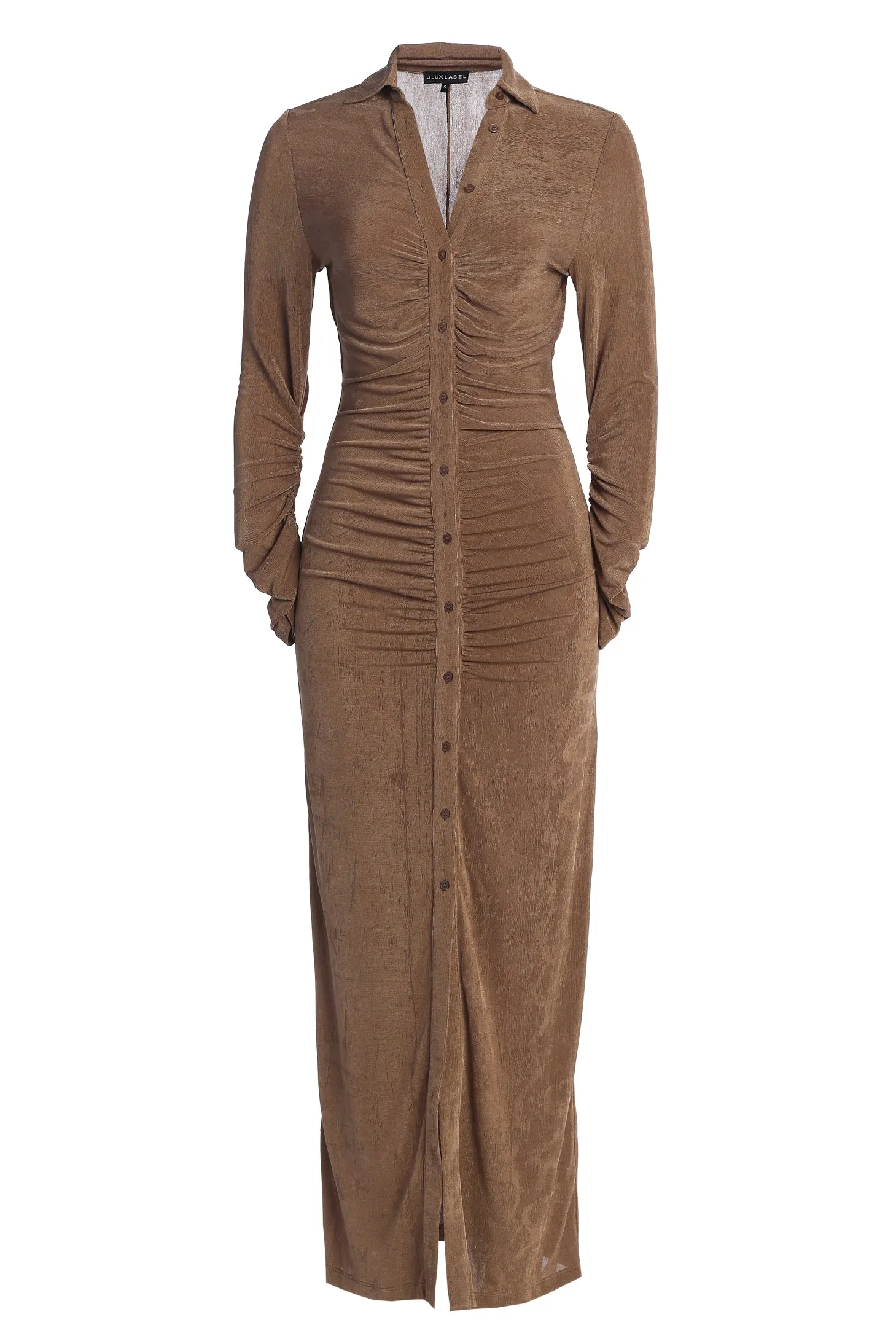 Taupe Zahra Button Front Maxi Dress