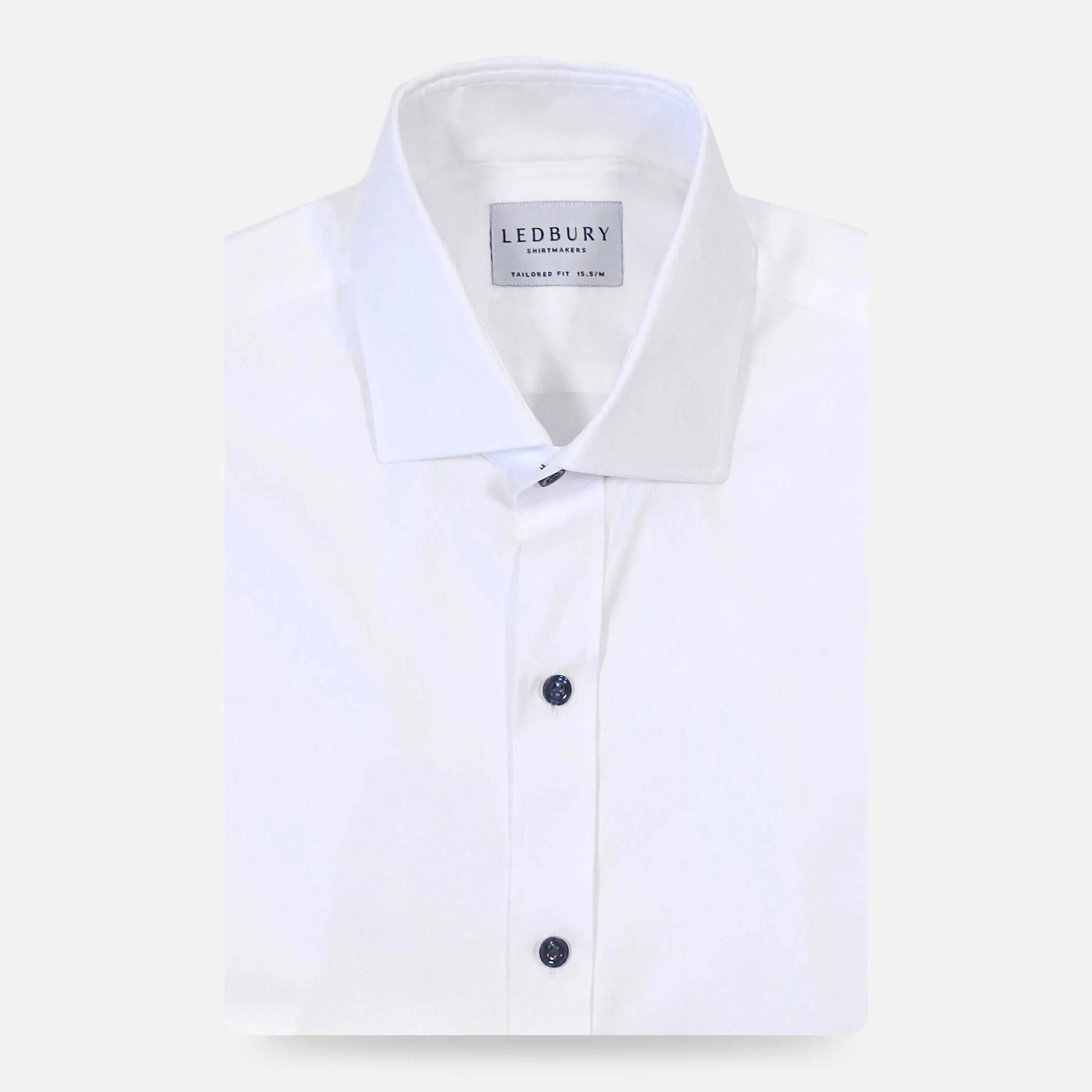 The White Adler Fine Twill with Navy Buttons Custom Shirt