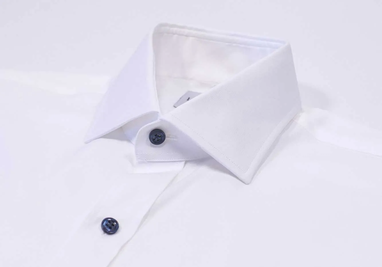 The White Adler Fine Twill with Navy Buttons Custom Shirt