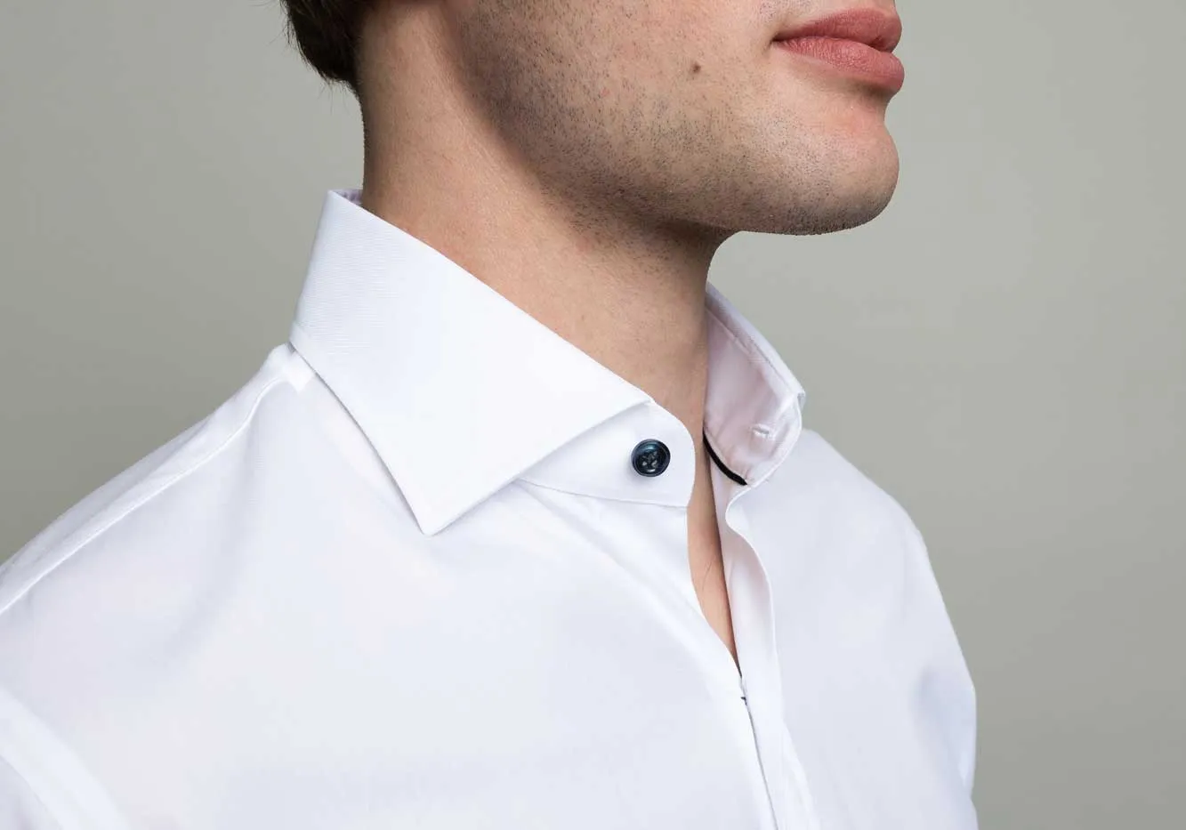 The White Adler Fine Twill with Navy Buttons Custom Shirt