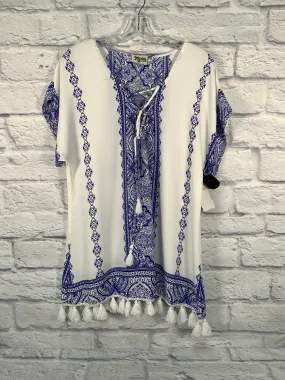 Tunic Short Sleeve By Mumu In Blue & White, Size: M