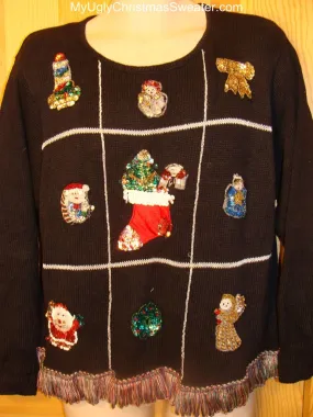 Ugly Christmas Sweater Sequin Bling 80s Vintage