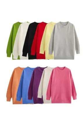 'Valentina' Sweet Round Neck Long Sleeve Knit Sweater