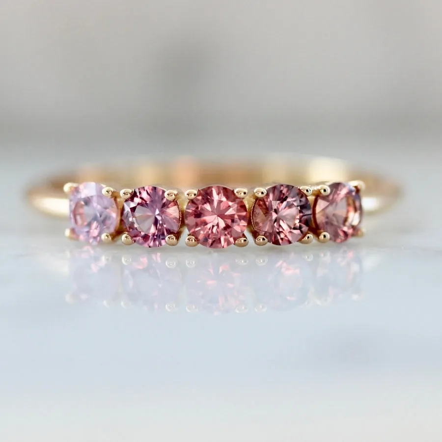 Venus Pink Ombré Round Cut Sapphire & Spinel Band