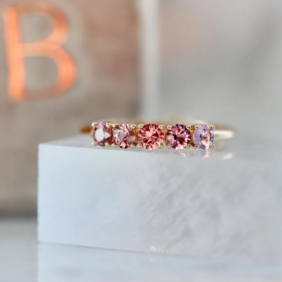 Venus Pink Ombré Round Cut Sapphire & Spinel Band