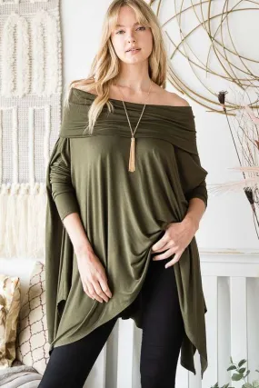 Vino, Off Shoulder or Cowl Neck Oversized Tunic Top