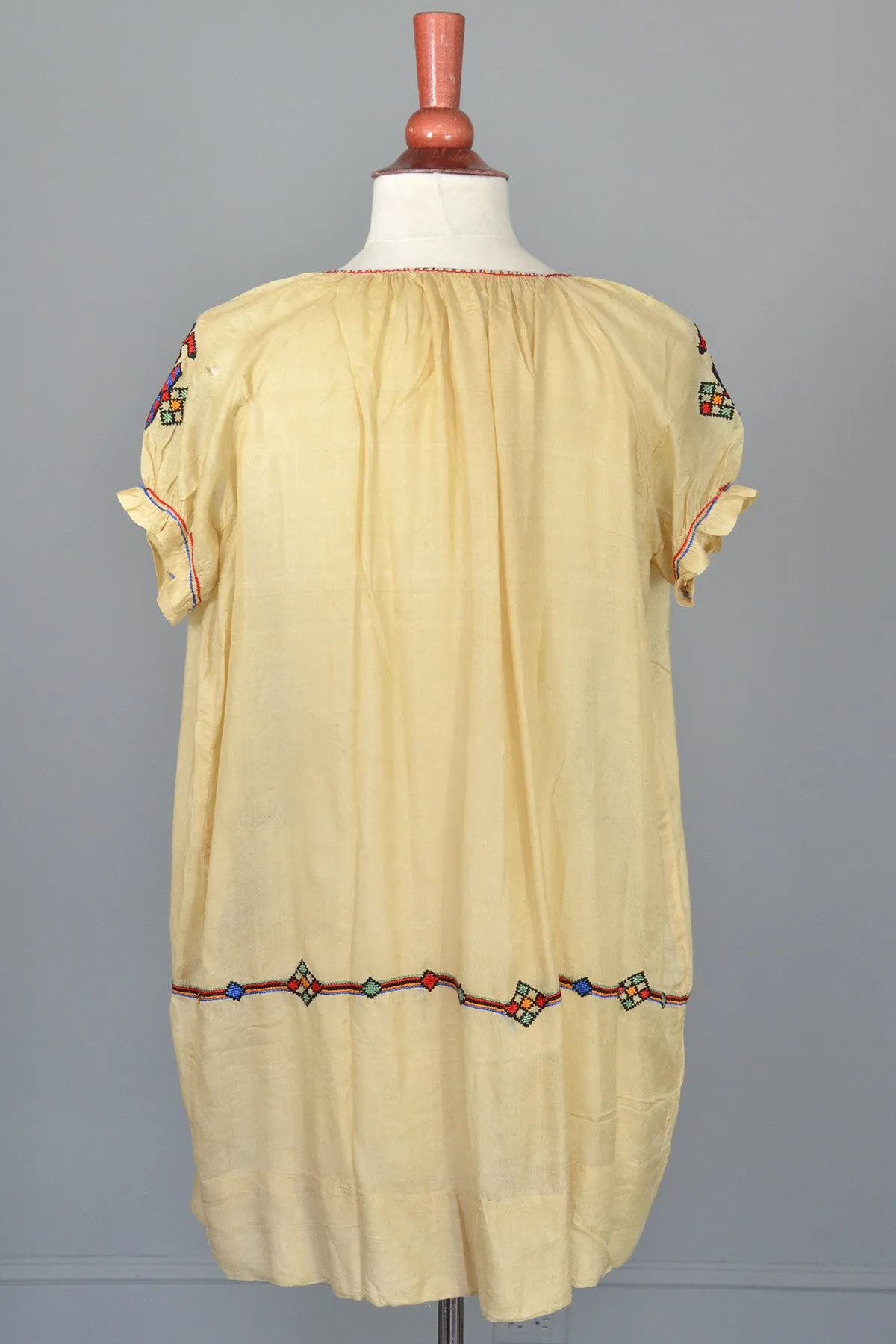 Vintage embroidered tissue silk deco flapper tunic